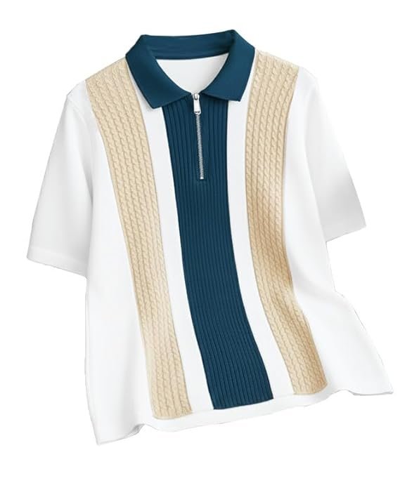 Zip Polo | Premium Textured Self-Design Half Sleeve T-Shirt for Men - Image 3