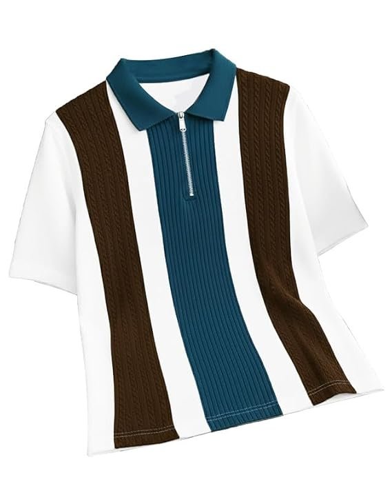 Zip Polo | Premium Textured Self-Design Half Sleeve T-Shirt for Men - Image 2