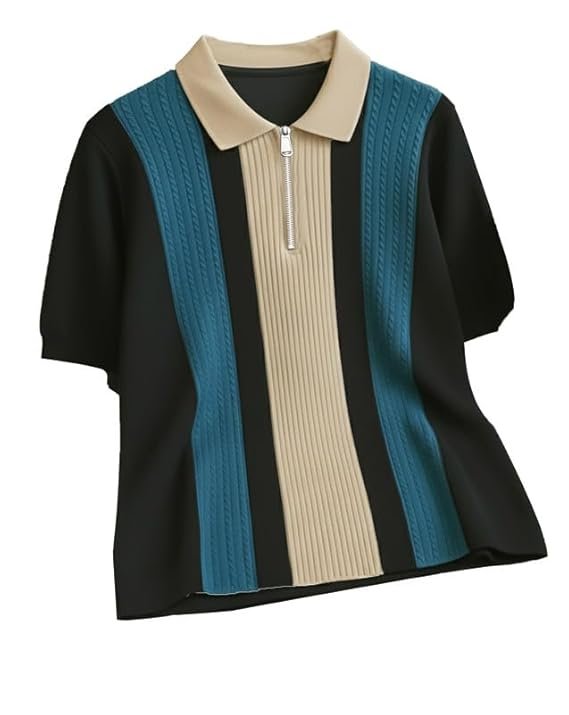Zip Polo | Premium Textured Self-Design Half Sleeve T-Shirt for Men - Image 4