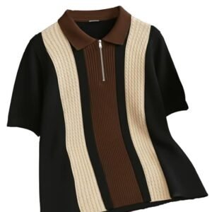 Zip Polo | Premium Textured Self-Design Half Sleeve T-Shirt for Men