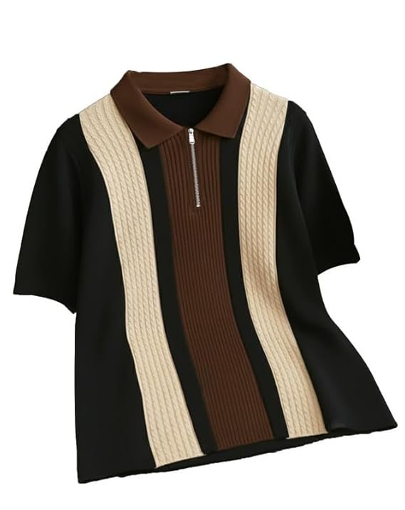 Zip Polo | Premium Textured Self-Design Half Sleeve T-Shirt for Men