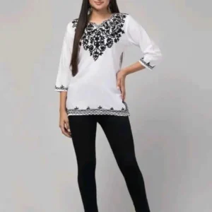 short white embroidery kurti