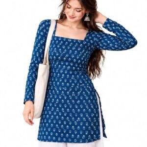 Women's Daisy Floral Printed Straight Short Kurti